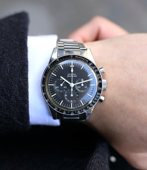 buy vintage Omega Speedmaster Pre-Professional Ed White ST 105.003-65 steel Cal. 321 manual-winding column-wheel chronograph watch with archive extracts for sale at WATCH XCHANGE London