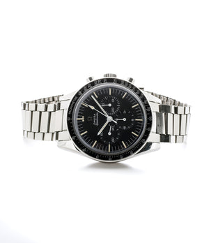 buy vintage Omega Speedmaster Pre-Professional Ed White ST 105.003-65 steel Cal. 321 manual-winding column-wheel chronograph watch with archive extracts for sale at WATCH XCHANGE London