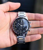 buy vintage Omega Speedmaster Pre-Professional Ed White ST 105.003-65 steel Cal. 321 manual-winding column-wheel chronograph watch with archive extracts for sale at WATCH XCHANGE London