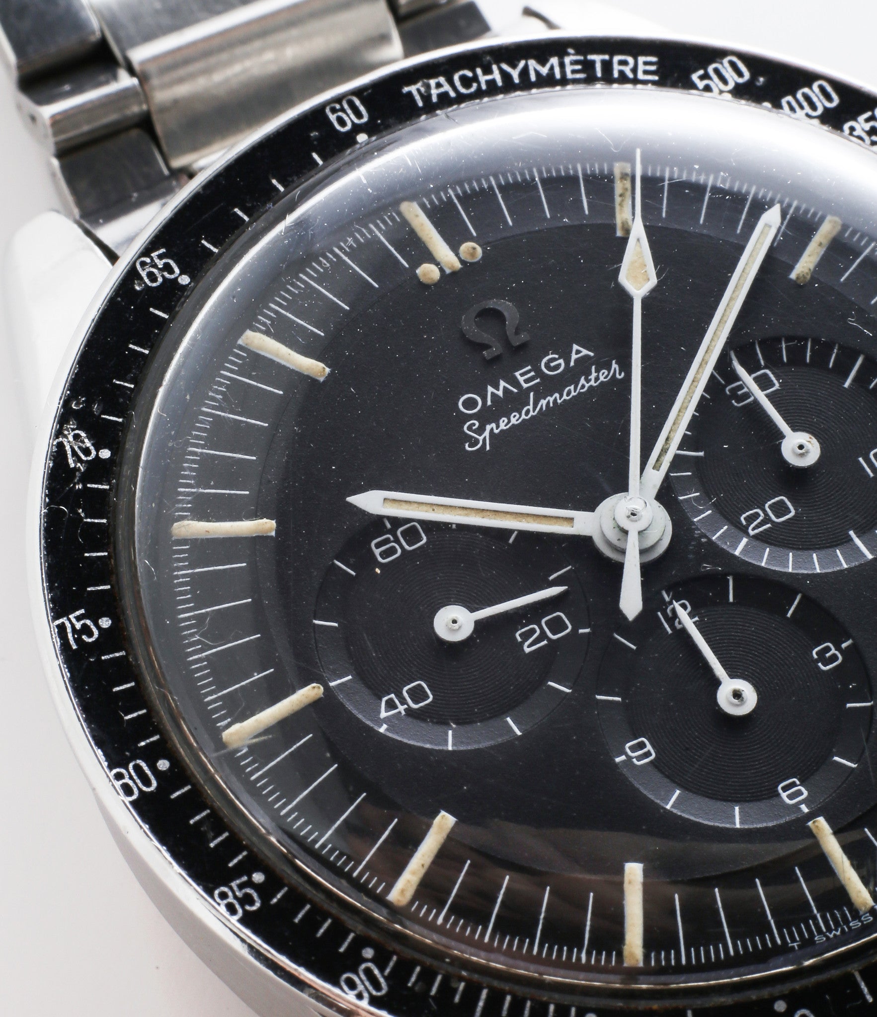 buy vintage Omega Speedmaster Pre-Professional Ed White ST 105.003-65 steel Cal. 321 manual-winding column-wheel chronograph watch with archive extracts for sale at WATCH XCHANGE London