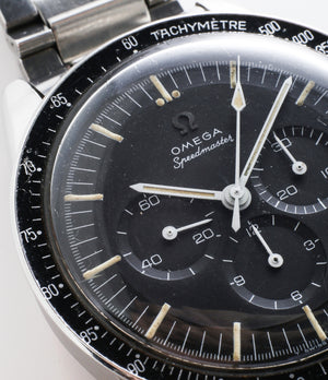 buy vintage Omega Speedmaster Pre-Professional Ed White ST 105.003-65 steel Cal. 321 manual-winding column-wheel chronograph watch with archive extracts for sale at WATCH XCHANGE London