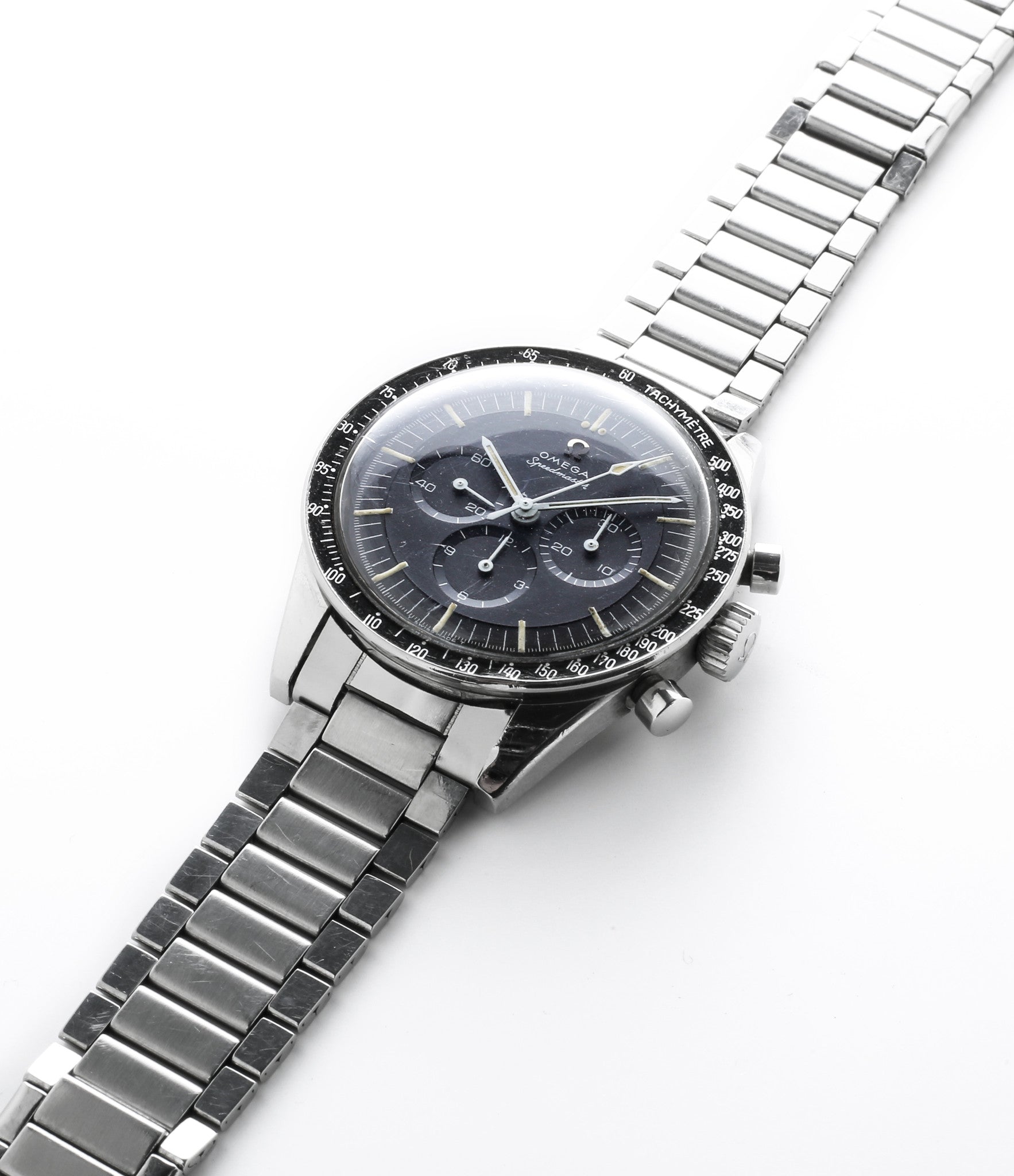 buy vintage Omega Speedmaster Pre-Professional Ed White ST 105.003-65 steel Cal. 321 manual-winding column-wheel chronograph watch with archive extracts for sale at WATCH XCHANGE London