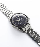 buy vintage Omega Speedmaster Pre-Professional Ed White ST 105.003-65 steel Cal. 321 manual-winding column-wheel chronograph watch with archive extracts for sale at WATCH XCHANGE London