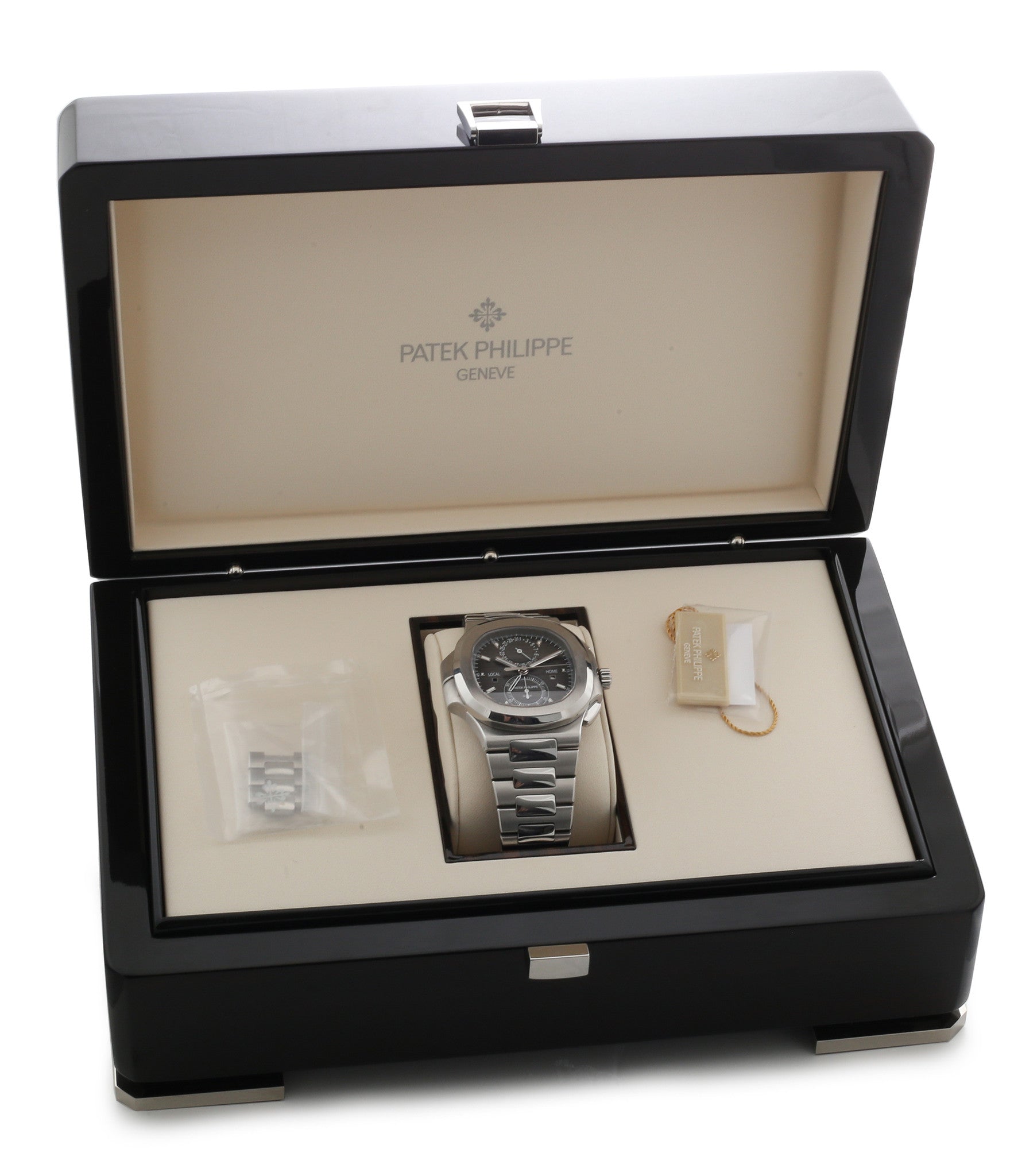buy Patek Philippe Nautilius Travel-Time Chronograph 5990 steel pre-owned job full set from 2016 for sale online WATCH XCHANGE London with authenticity guaranteed