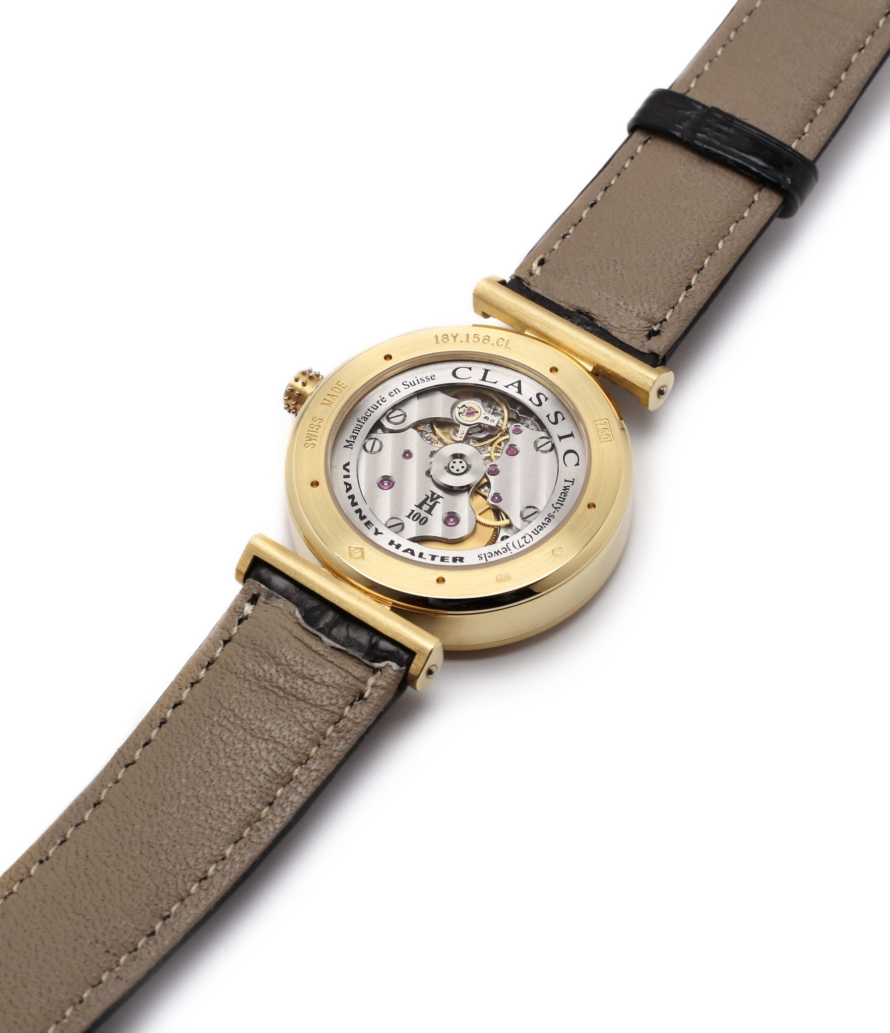 display back movement buy Vianney Halter Classic yellow gold time-only dress watch at A Collected Man the approve seller of independent watchmakers