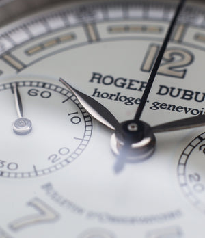 Feuille hands buy piece unique Roger Dubuis Hommage H34566 palladium No.1 rare dress watch at WATCH XCHANGE London full set