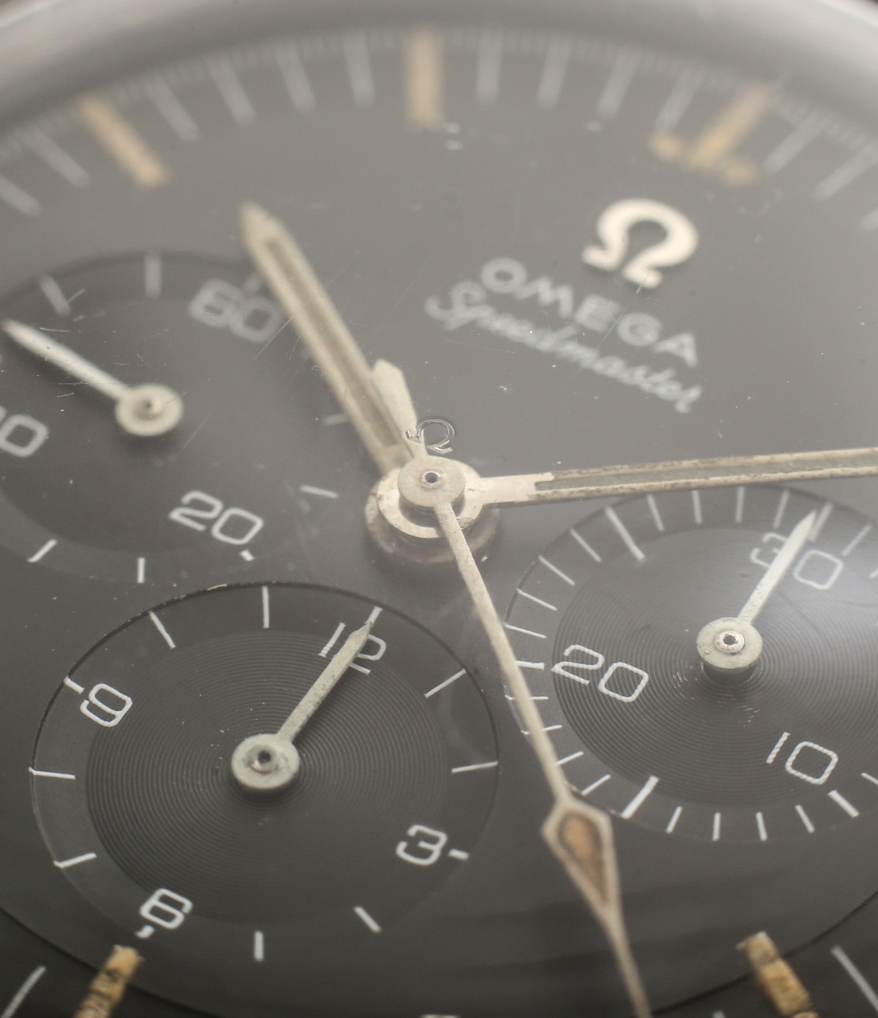 3-register buy vintage Omega Speedmaster Pre-Professional Ed White ST 105.003 steel manual-winding chronograph watch black dial at WATCH XCHANGE LONDON