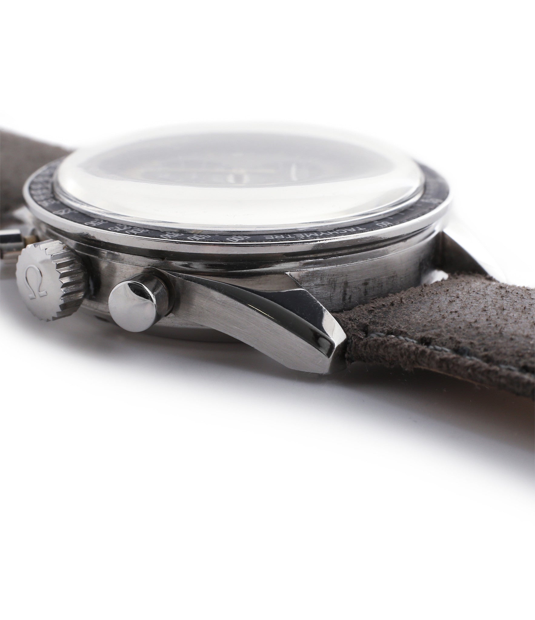 case buy vintage Omega Speedmaster Pre-Professional Ed White ST 105.003 steel manual-winding chronograph watch black dial at WATCH XCHANGE LONDON