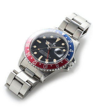 buy vintage Rolex GMT master 1675 steel watch Pepsi bezel rare full set chronometer for sale from online WATCH XCHANGE London