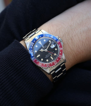 buy vintage Rolex GMT master 1675 steel wristwatch Pepsi bezel rare full set chronometer for sale from online WATCH XCHANGE London