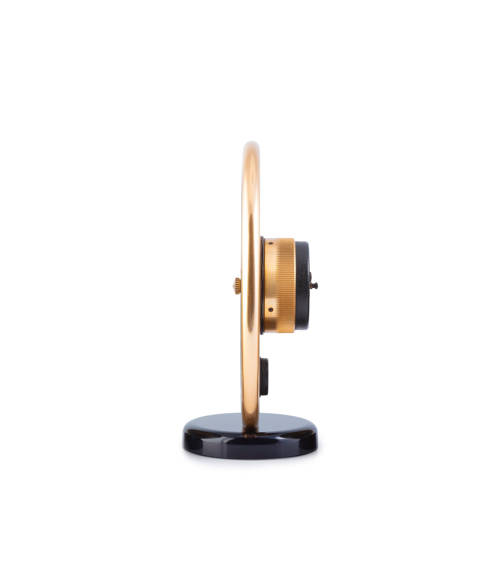 Side shot of rare vintage Jaeger Barometer with brass case available at A Collected Man London